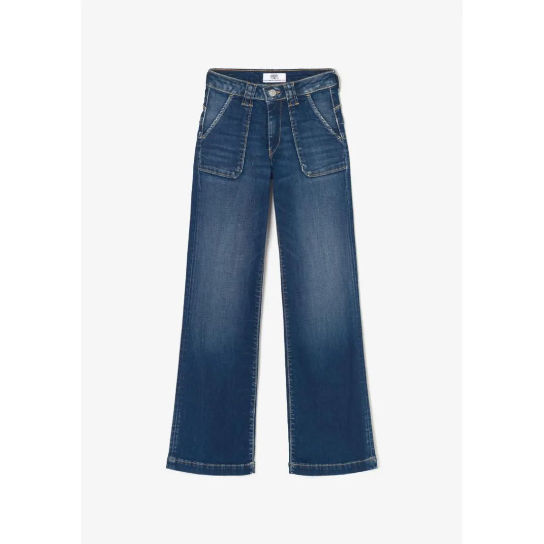 Jeans flare, très évasé, longueur 34 bleu en coton Gwen
