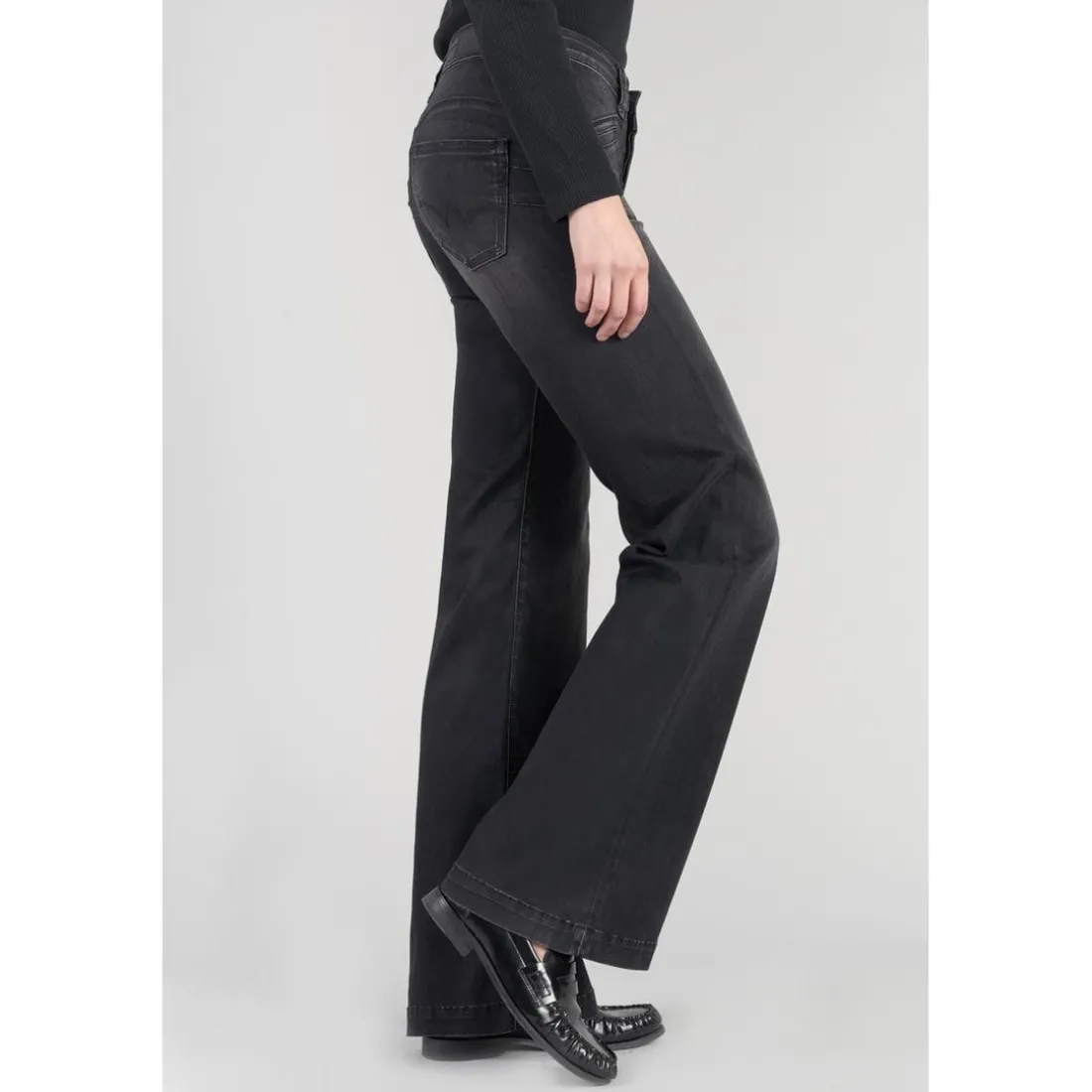 Jeans flare, très évasé PULP high flare, longueur 34 noir en coton Elise