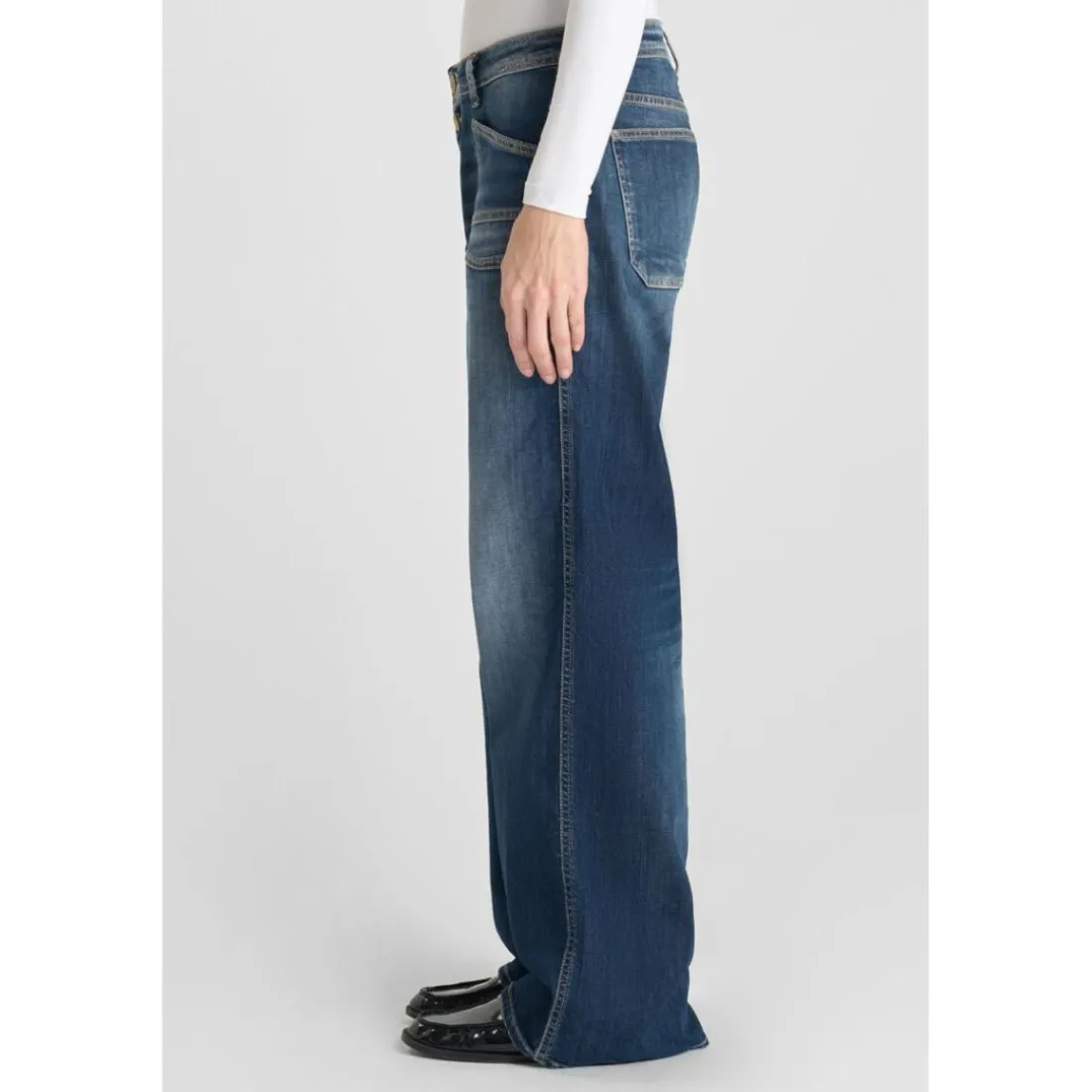 Jeans flare, très évasé wide leg , longueur 34 bleu Fern