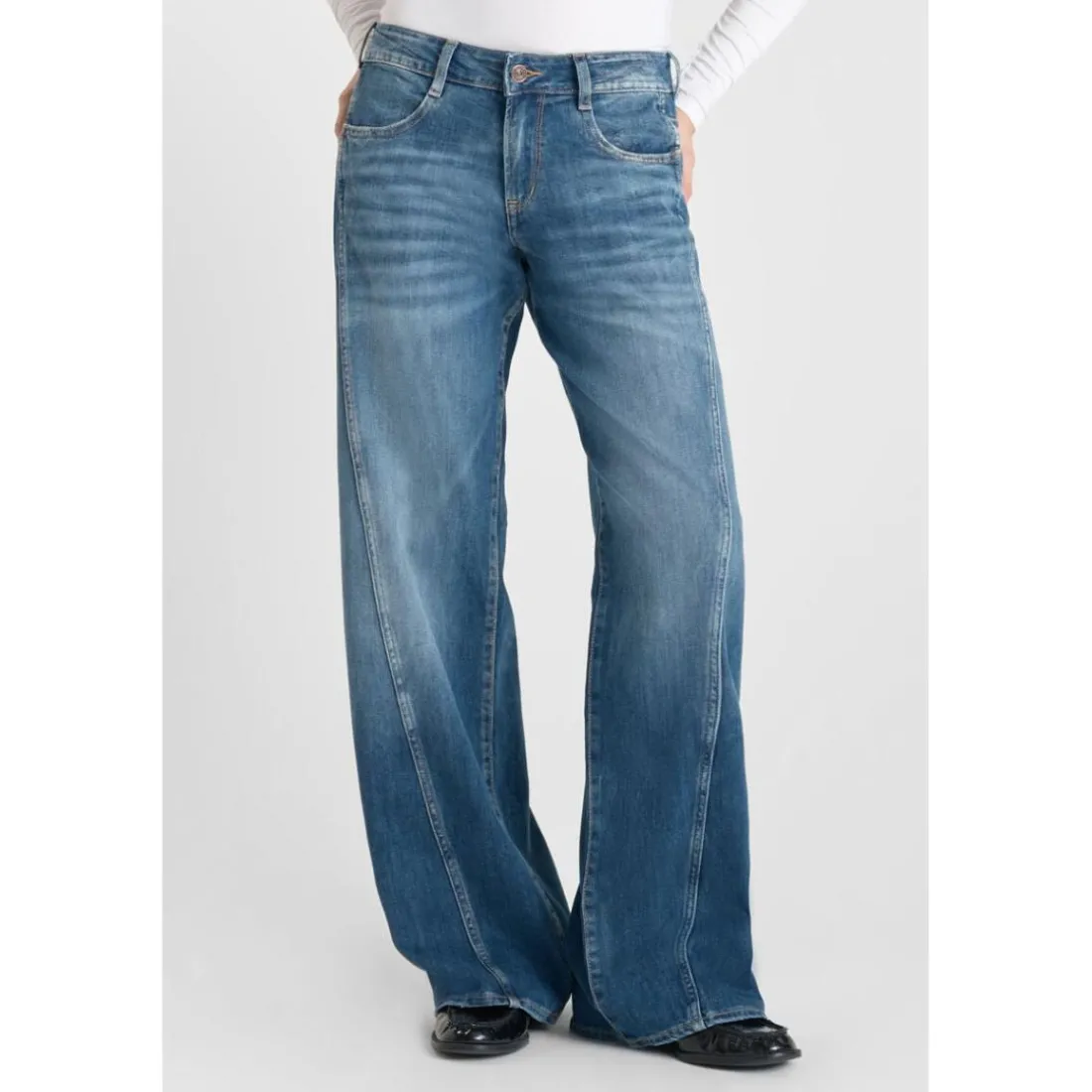 Jeans flare, très évasé wide leg , longueur 34 bleu Hana