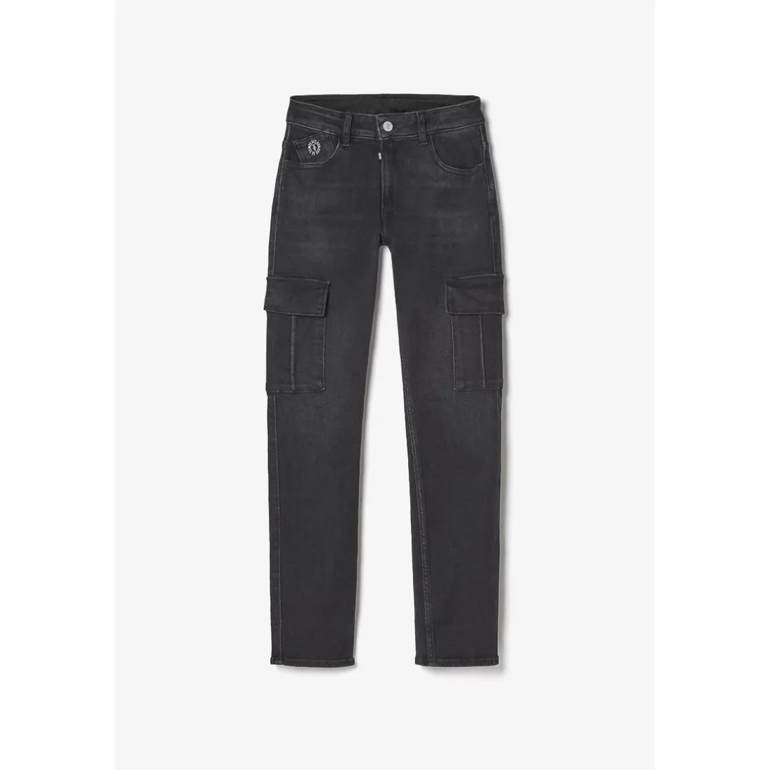 Jeans garçon, regular Cure, droit 800/16, longueur 34 noir en coton