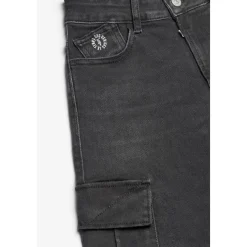 Jeans garçon, regular Cure, droit 800/16, longueur 34 noir en coton