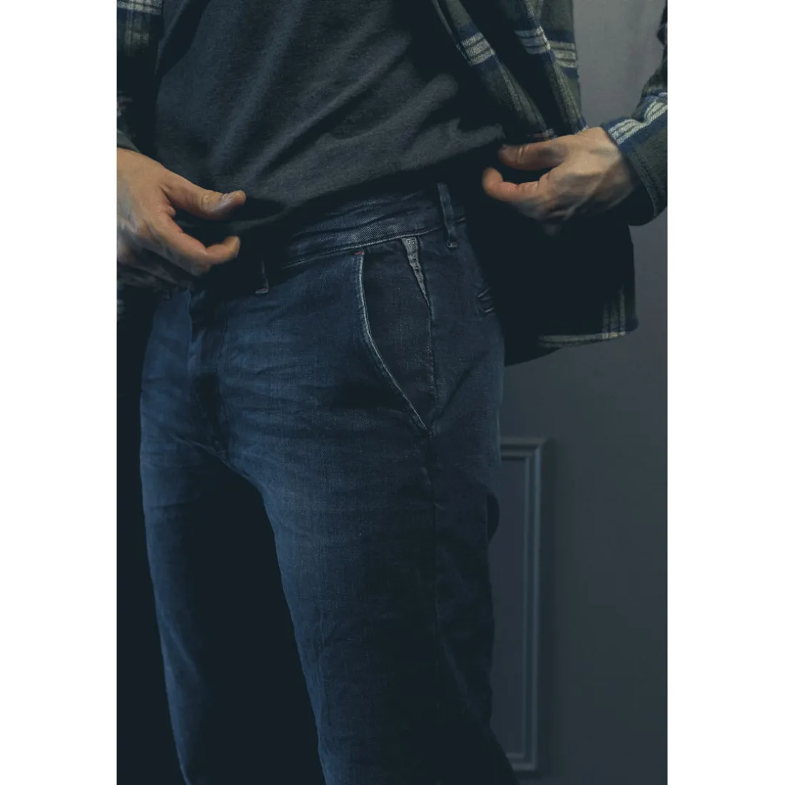 Jeans Homme chino DEJEAN bleu en coton