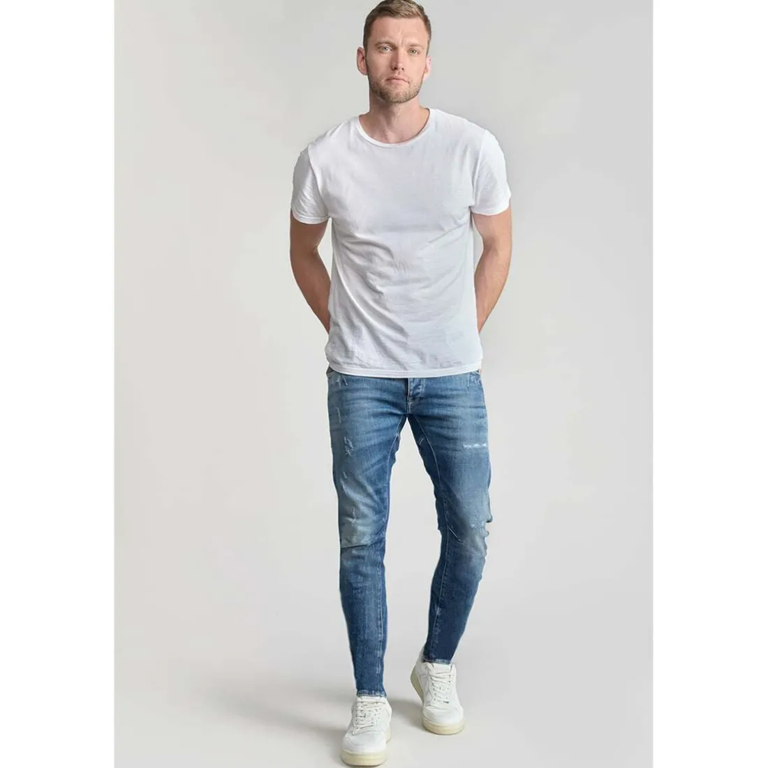 Jeans Locarn 900/03 tapered, longueur 34 bleu en coton