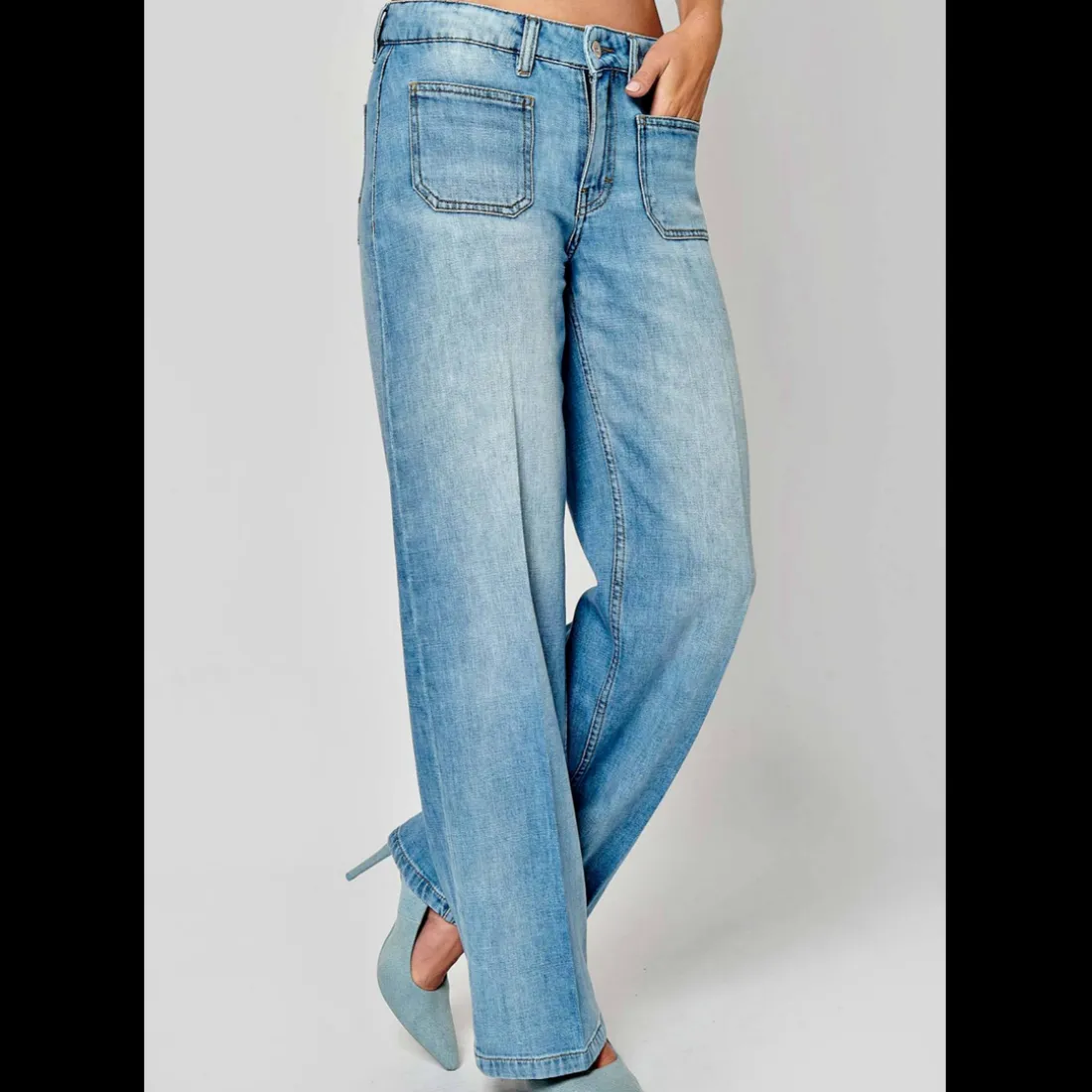 Jeans LOLA en coton bleu