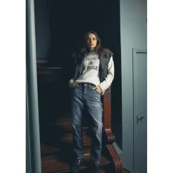 Jeans loose, large - Bleu en coton