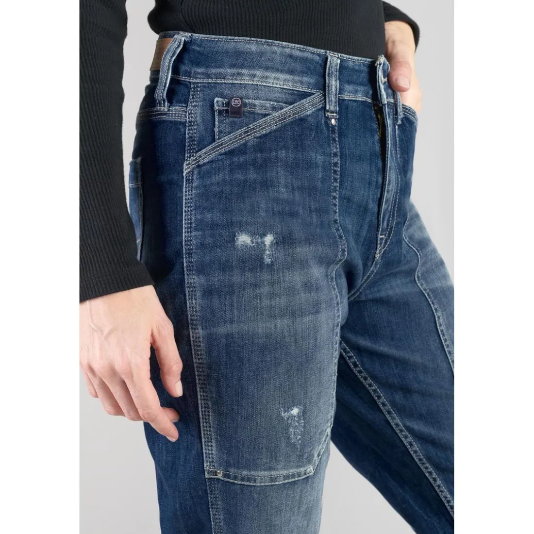 Jeans loose, large - Bleu en coton