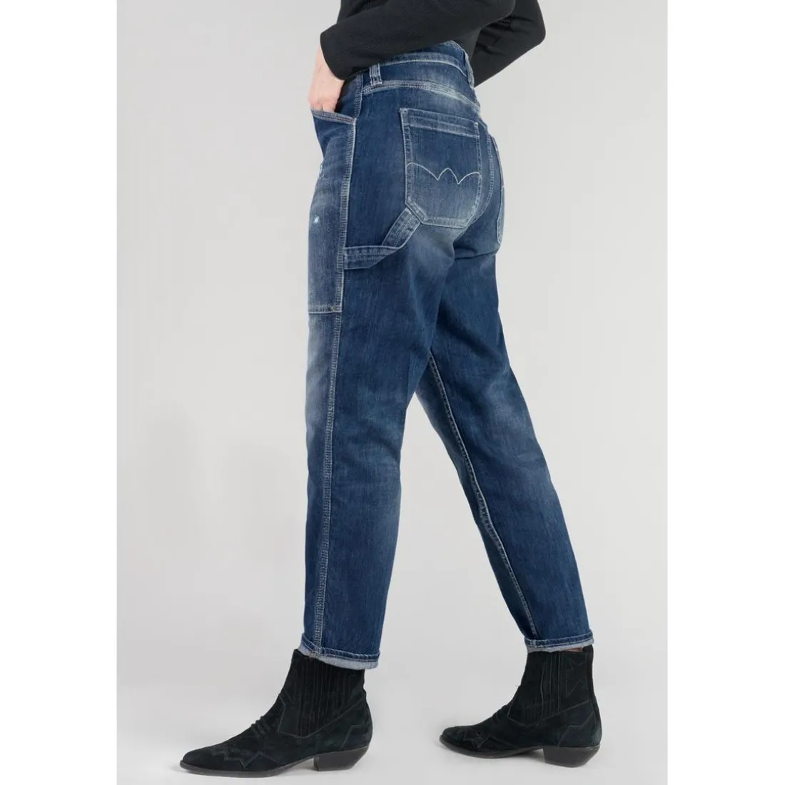 Jeans loose, large - Bleu en coton