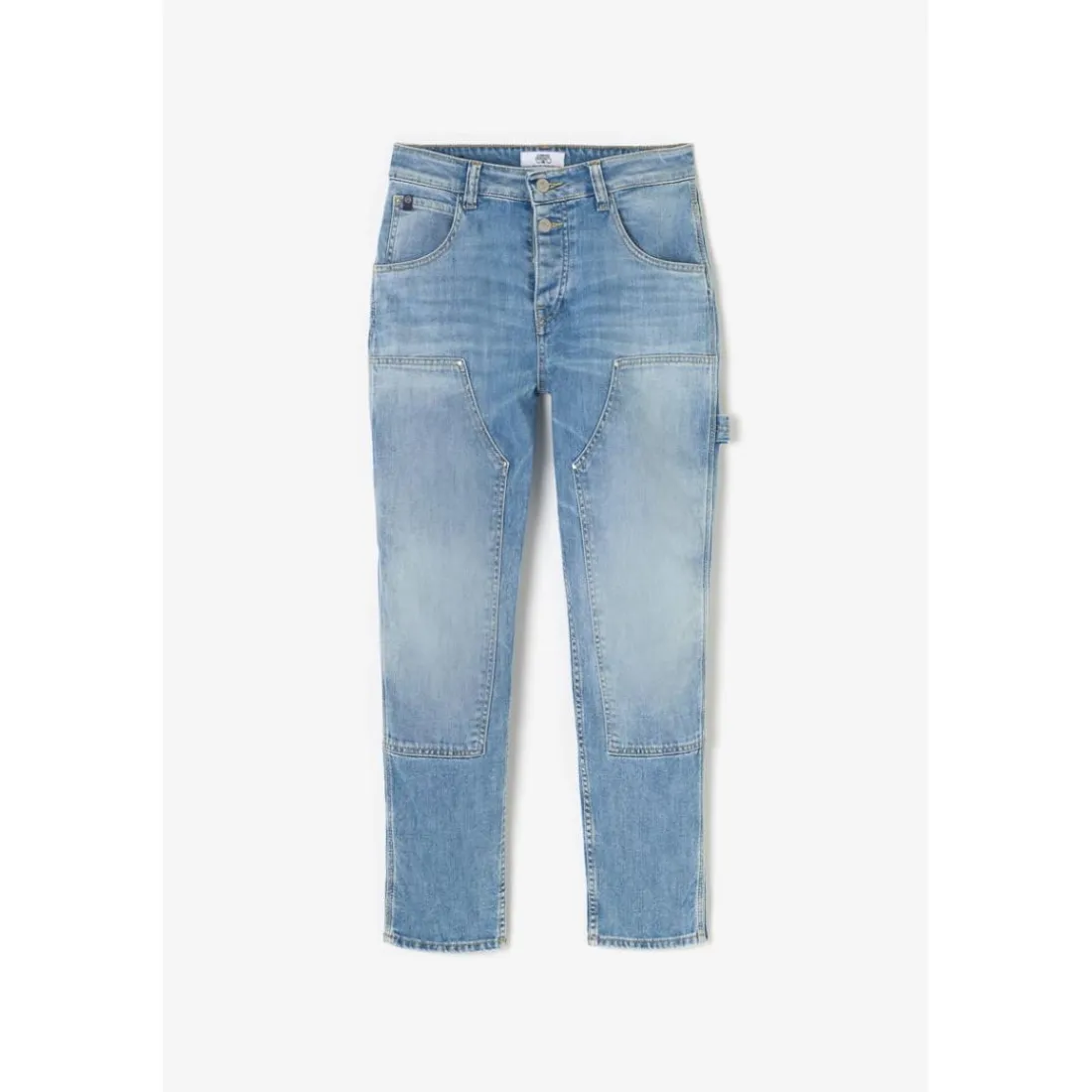Jeans loose, large 400/60 girlfriend taille haute, 7/8ème bleu Rose