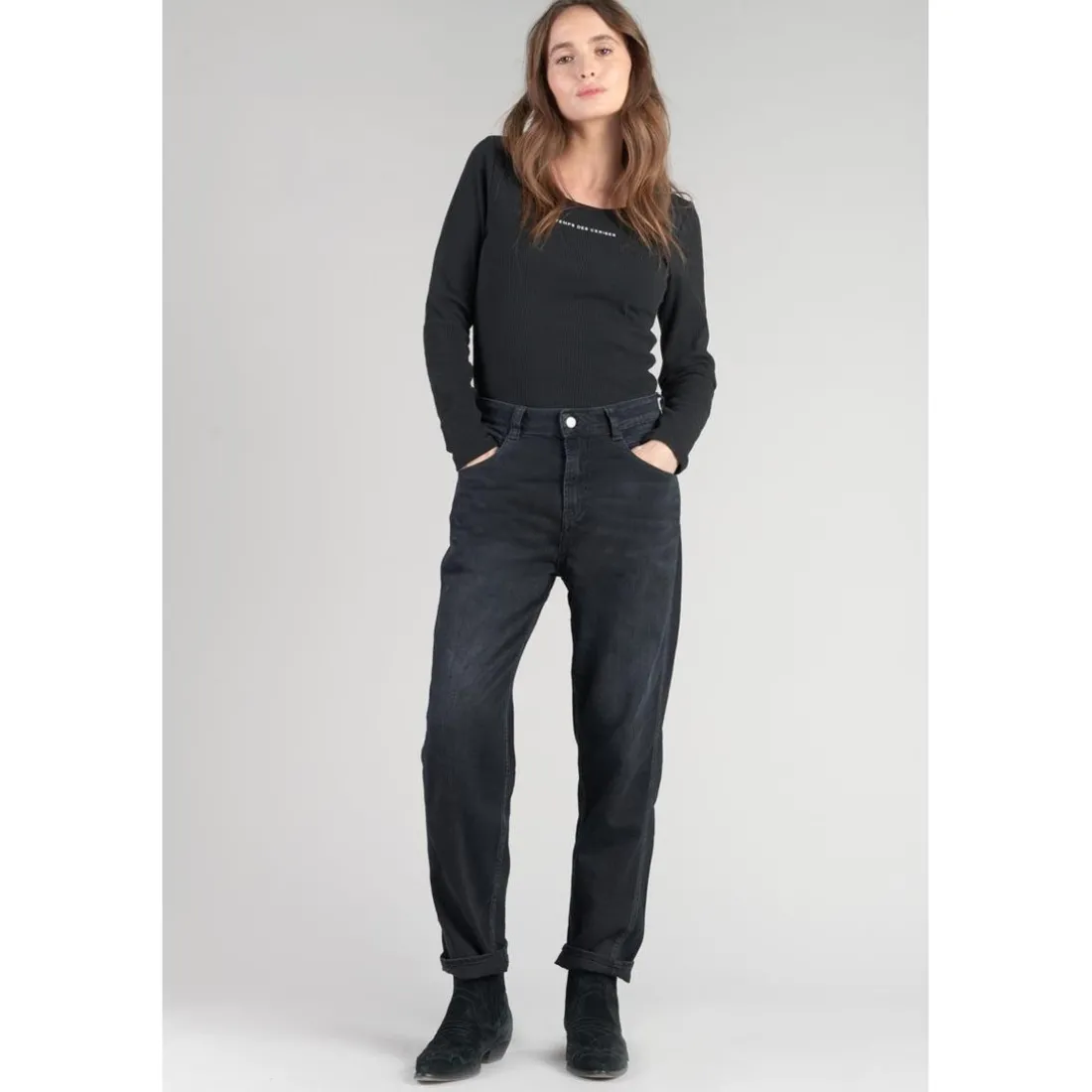 Jeans loose, large 400/60 girlfriend, longueur 34 bleu en coton Blair