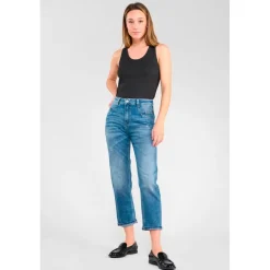 Jeans loose, large 400/60 girlfriend taille haute, 7/8ème bleu Queen