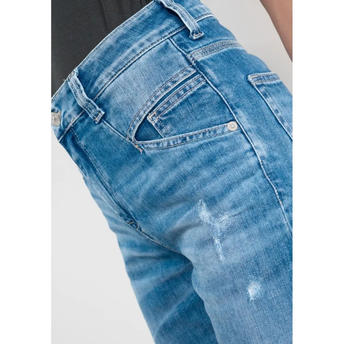 Jeans loose, large 400/60 girlfriend taille haute, 7/8ème bleu Queen