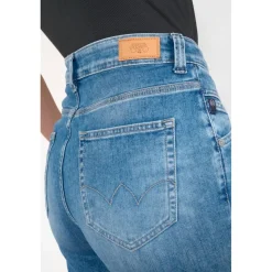 Jeans loose, large 400/60 girlfriend taille haute, 7/8ème bleu Queen