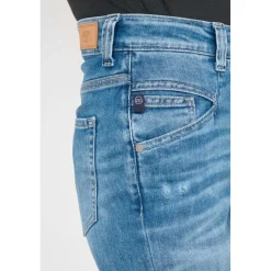 Jeans loose, large 400/60 girlfriend taille haute, 7/8ème bleu Queen