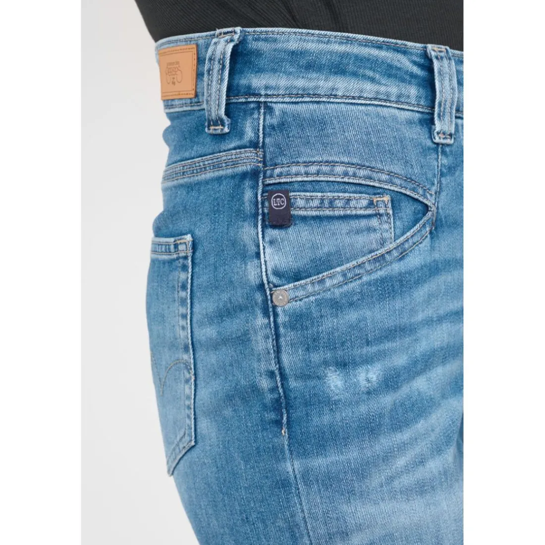 Jeans loose, large 400/60 girlfriend taille haute, 7/8ème bleu Queen