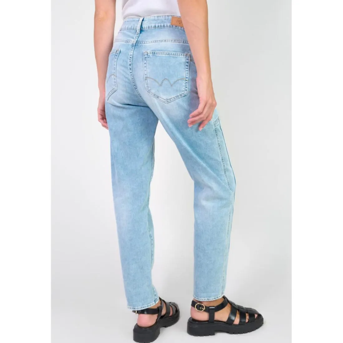 Jeans loose, large 400/60 girlfriend taille haute, 7/8ème UNION bleu en coton Jade
