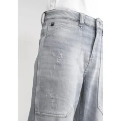 Jeans loose, large 400/60 girlfriend taille haute, 7/8ème gris Ava