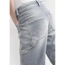 Jeans loose, large 400/60 girlfriend taille haute, 7/8ème gris Ava