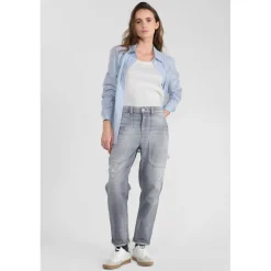 Jeans loose, large 400/60 girlfriend taille haute, 7/8ème gris Ava