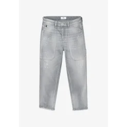 Jeans loose, large 400/60 girlfriend taille haute, 7/8ème gris Ava