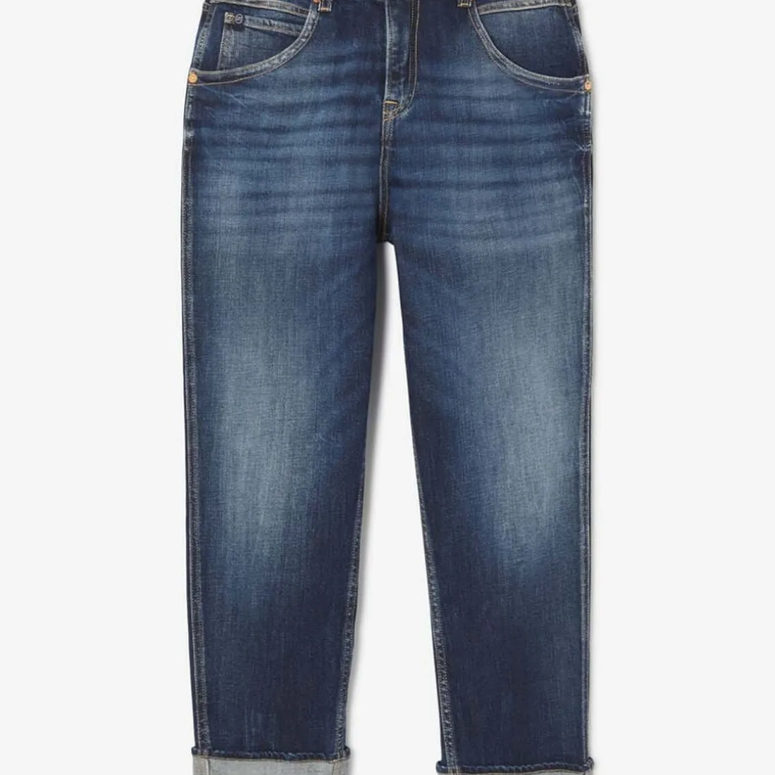 Jeans loose, large 400/60 girlfriend taille haute, longueur 34 bleu Lina