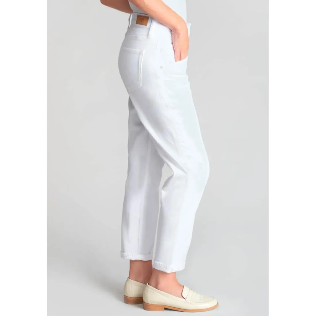 Jeans loose, large 400/60, longueur 34 blanc Dee en coton