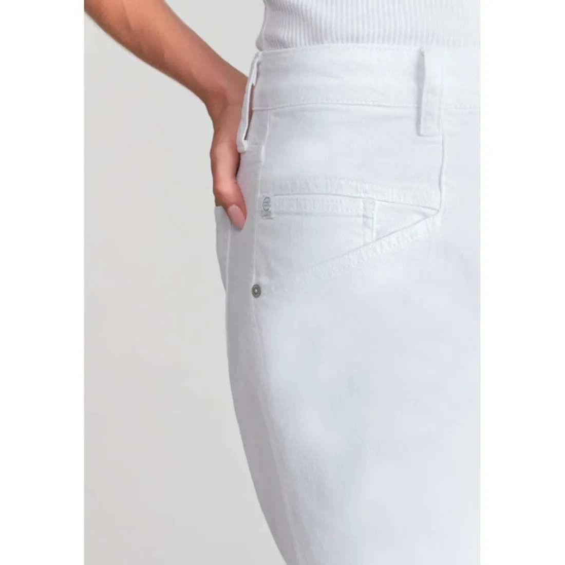 Jeans loose, large 400/60, longueur 34 blanc Dee en coton