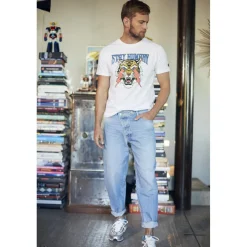 Jeans loose, large 1998, 7/8ème bleu en coton Amos