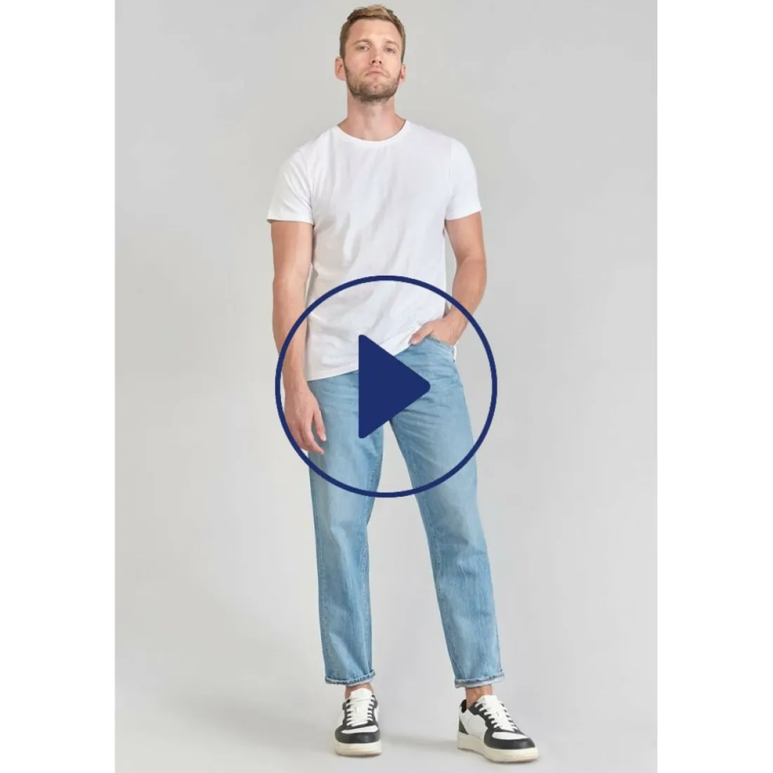 Jeans loose, large 1998, 7/8ème bleu en coton Amos