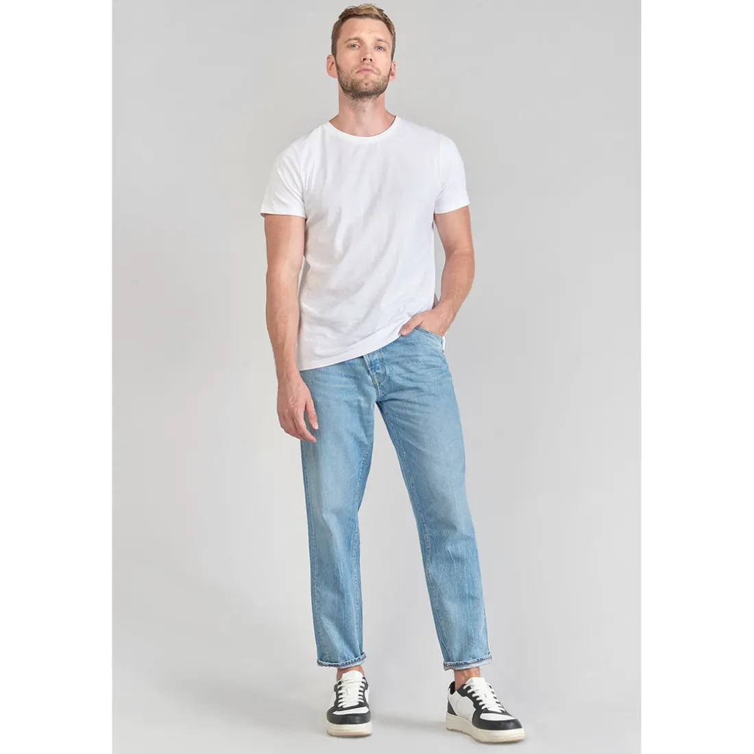 Jeans loose, large 1998, 7/8ème bleu en coton Amos
