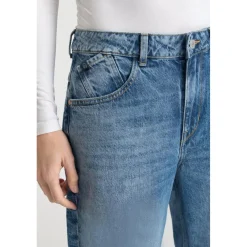 Jeans loose, large balloon taille haute, longueur 34 bleu Zola