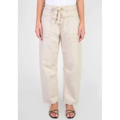 Jeans loose, large balloon taille haute, longueur 34 blanc Luna