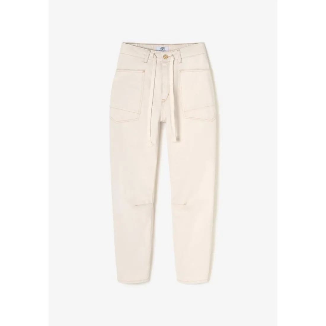 Jeans loose, large balloon taille haute, longueur 34 blanc Luna