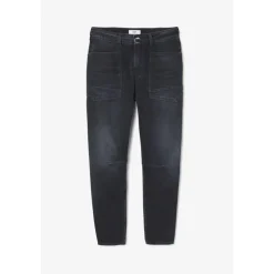 Jeans loose, large balloon taille haute, longueur 34 bleu en coton Alia