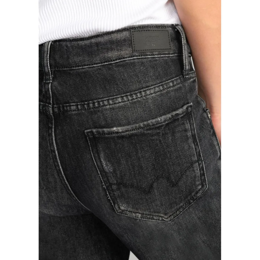 Jeans loose, large cosy, 7/8ème noir Meg en coton