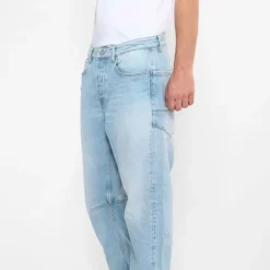 Jeans loose, large HOBO, longueur 34 bleu en coton Wynn