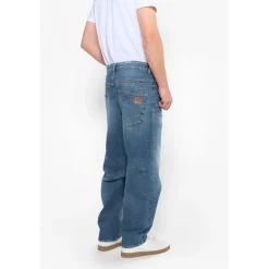Jeans loose, large HOBO, longueur 34 bleu Van en coton