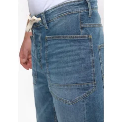 Jeans loose, large HOBO, longueur 34 bleu Van en coton