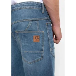 Jeans loose, large HOBO, longueur 34 bleu Van en coton
