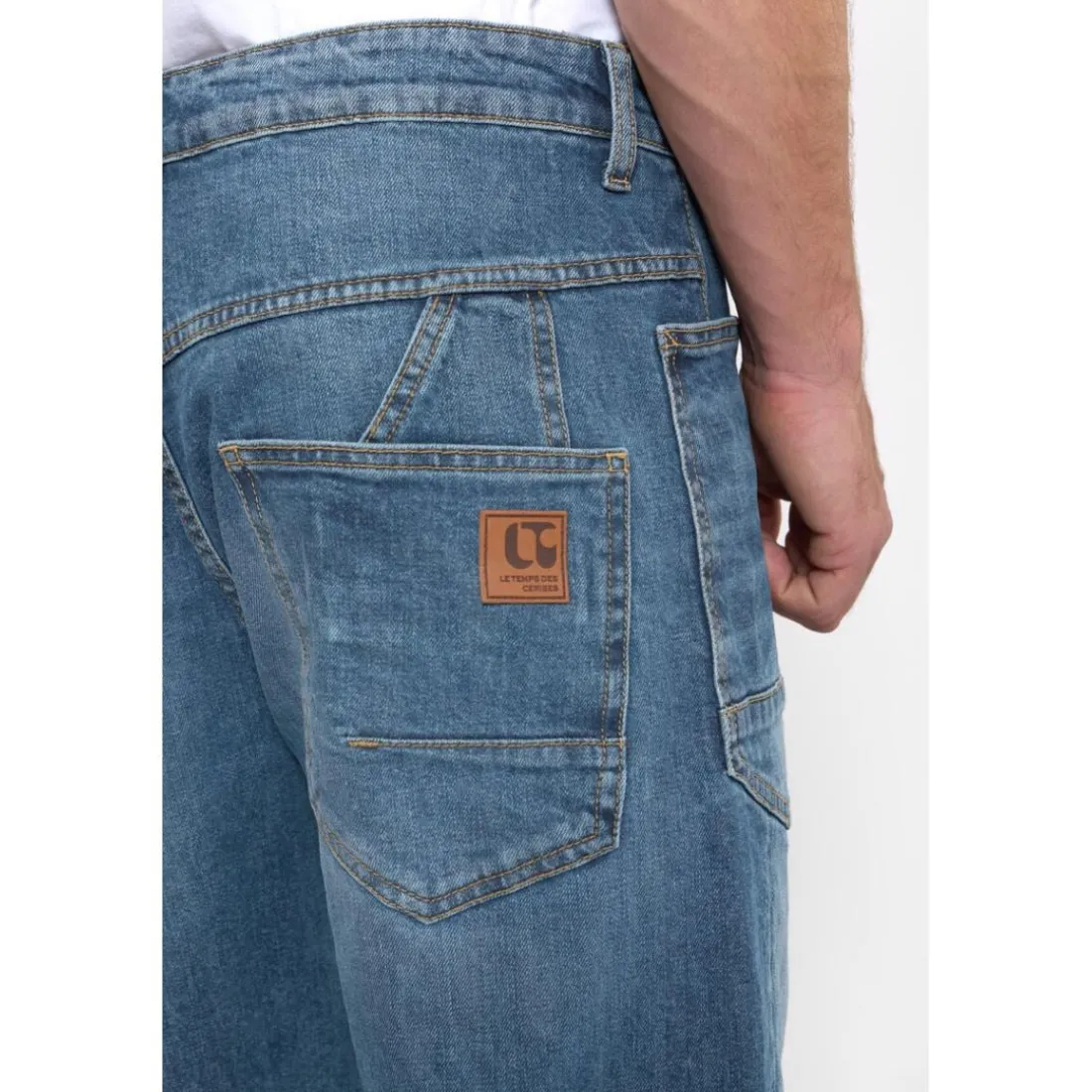 Jeans loose, large HOBO, longueur 34 bleu Van en coton