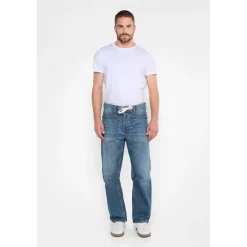 Jeans loose, large HOBO, longueur 34 bleu Van en coton