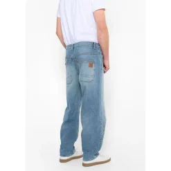 Jeans loose, large HOBO, longueur 34 bleu Jace en coton