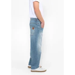 Jeans loose, large HOBO, longueur 34 bleu Jace en coton