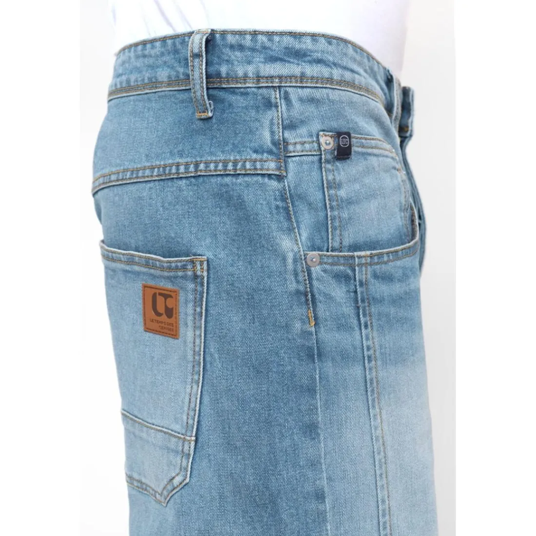 Jeans loose, large HOBO, longueur 34 bleu Jace en coton