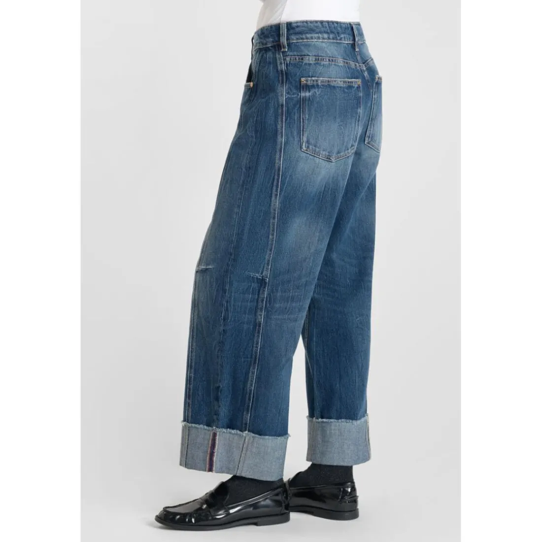 Jeans loose, large LEAL, longueur 34 bleu en coton Page