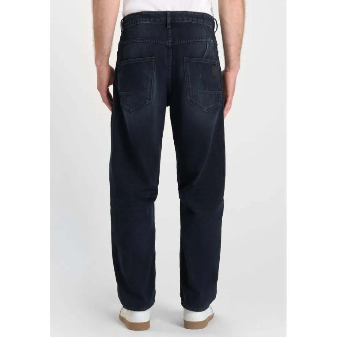 Jeans loose, large loose, longueur 34 bleu Aron en coton
