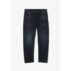 Jeans loose, large loose, longueur 34 bleu Aron en coton