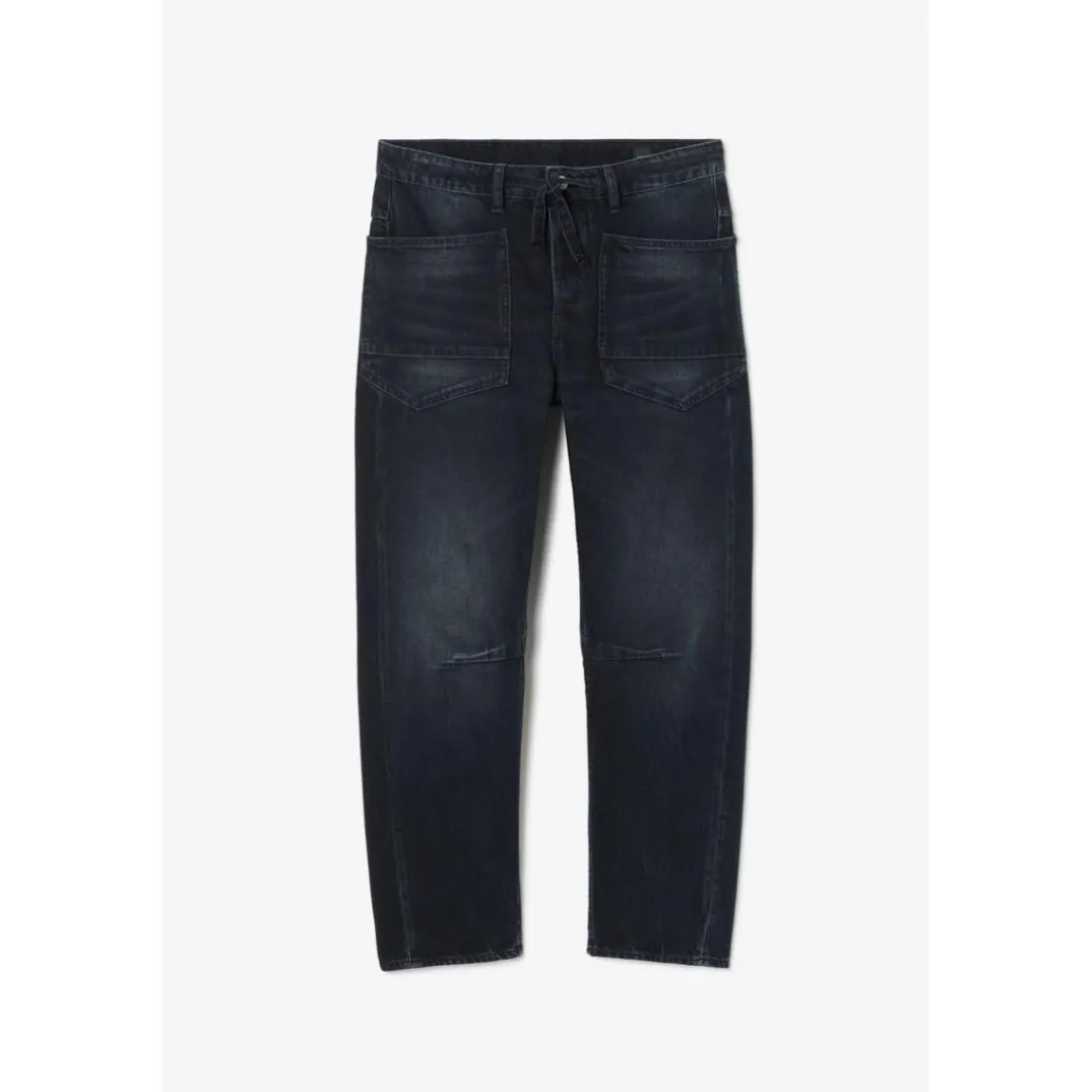 Jeans loose, large loose, longueur 34 bleu Aron en coton