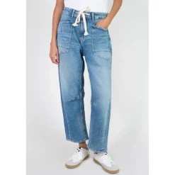 Jeans loose, large MADIE, longueur 34 bleu en cuir Willa