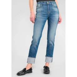 Jeans mom 400/17, 7/8ème bleu Bea en coton